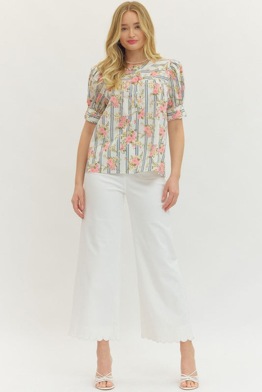 Blooming- Botanical Stripe Top