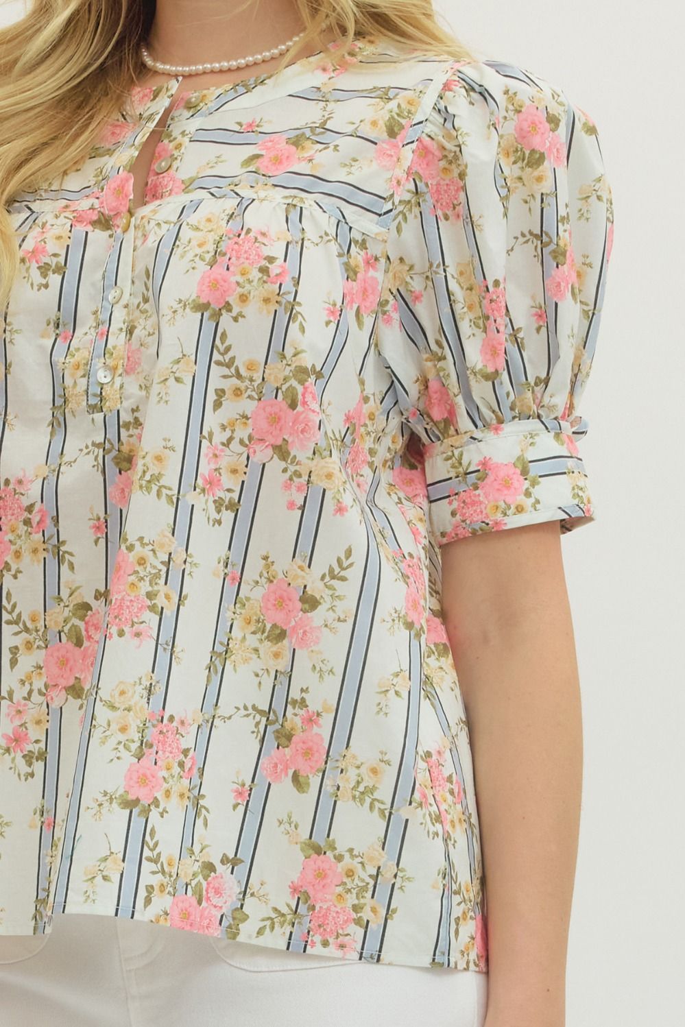 Blooming- Botanical Stripe Top