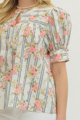 Blooming- Botanical Stripe Top