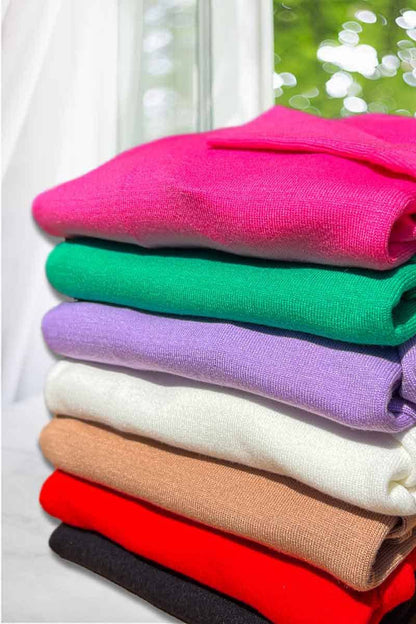 Puffed- Crew Neck Long-Sleeve Sweater Top