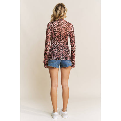 CHIC ANIMAL PRINT MESH TOP