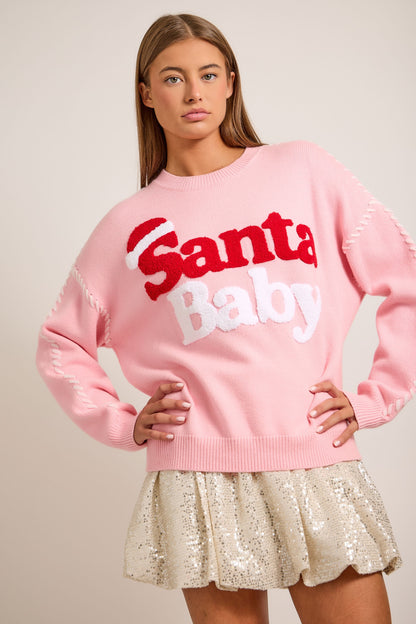 Santa Baby Christmas Knit Sweater