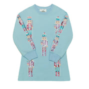 Holiday Nutcracker Dress – Light Blue Christmas Print