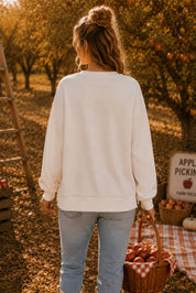 Patchwork Pumpkin Bow Graphic Sweatshirt