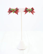 Perfectly Plaid Bow Earring Red