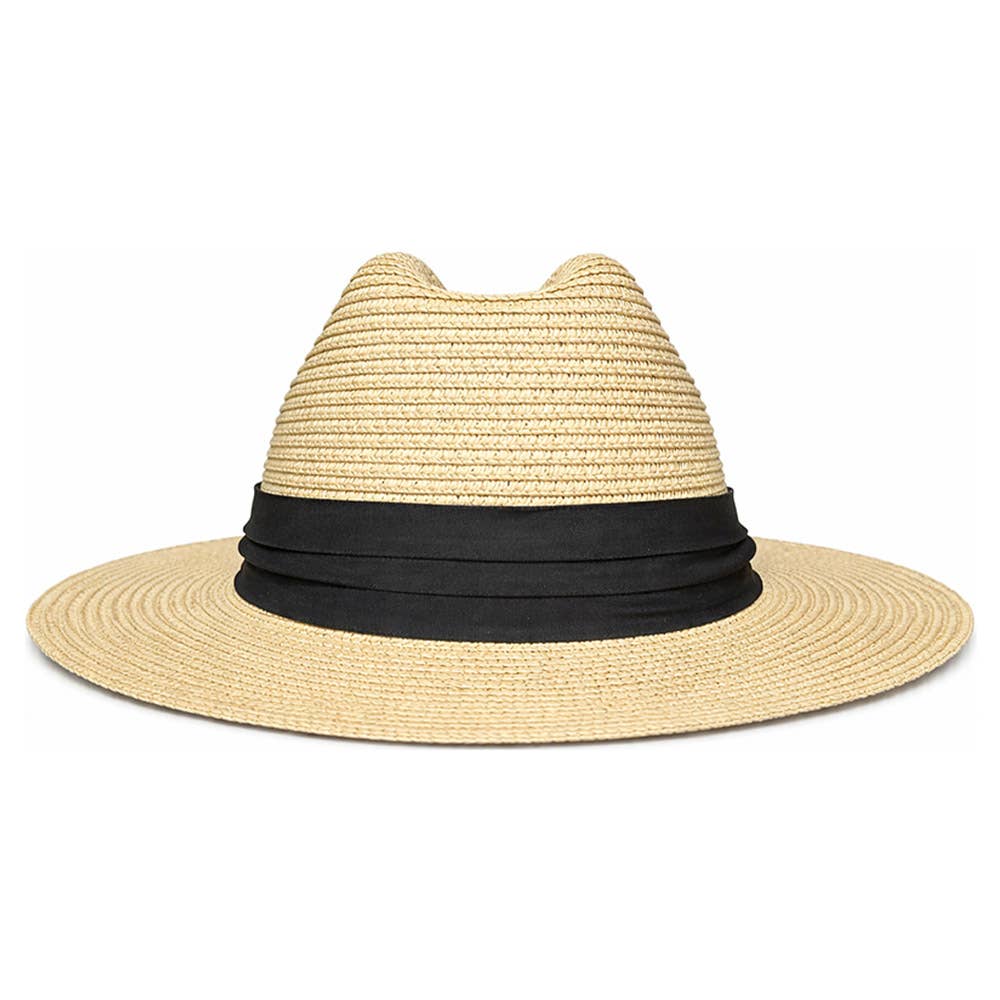 WOVEN STRAW OPEN WEAVE PANAMA SUN HAT, AHT 91641