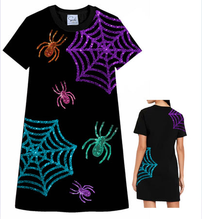 Halloween Spider Web Sequin Dress
