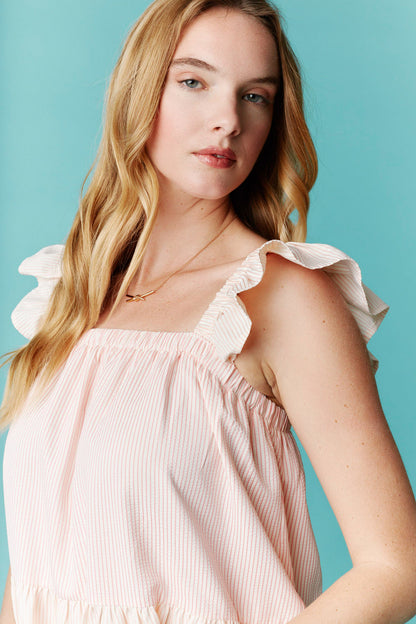 Festin'- Striped Ruffle Detail Mini Dress