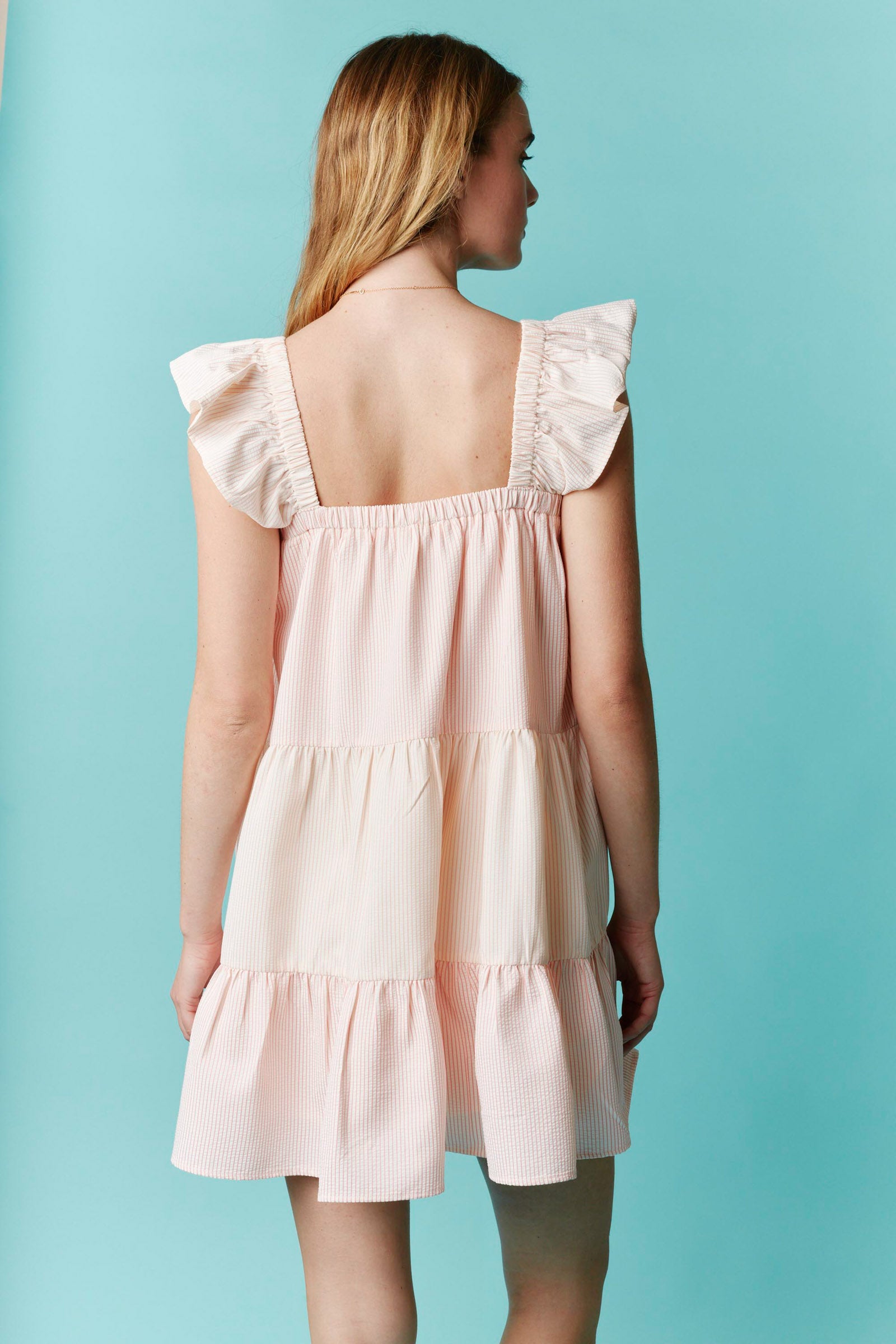 Festin'- Striped Ruffle Detail Mini Dress FINAL SALE