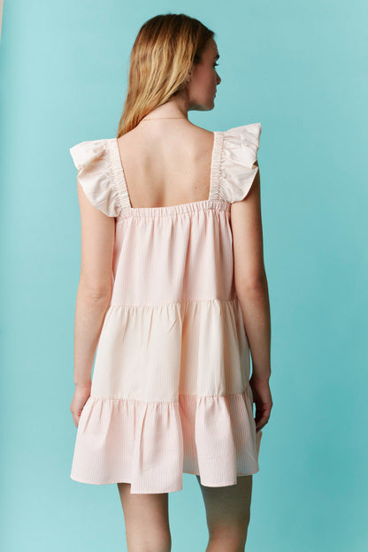 Festin'- Striped Ruffle Detail Mini Dress