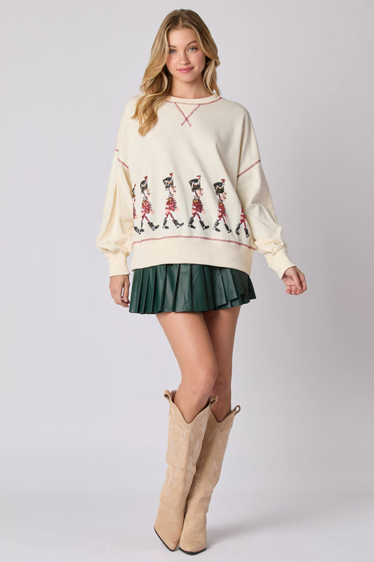 Christmas Soldiers Sequin Embroidery Sweatshirt