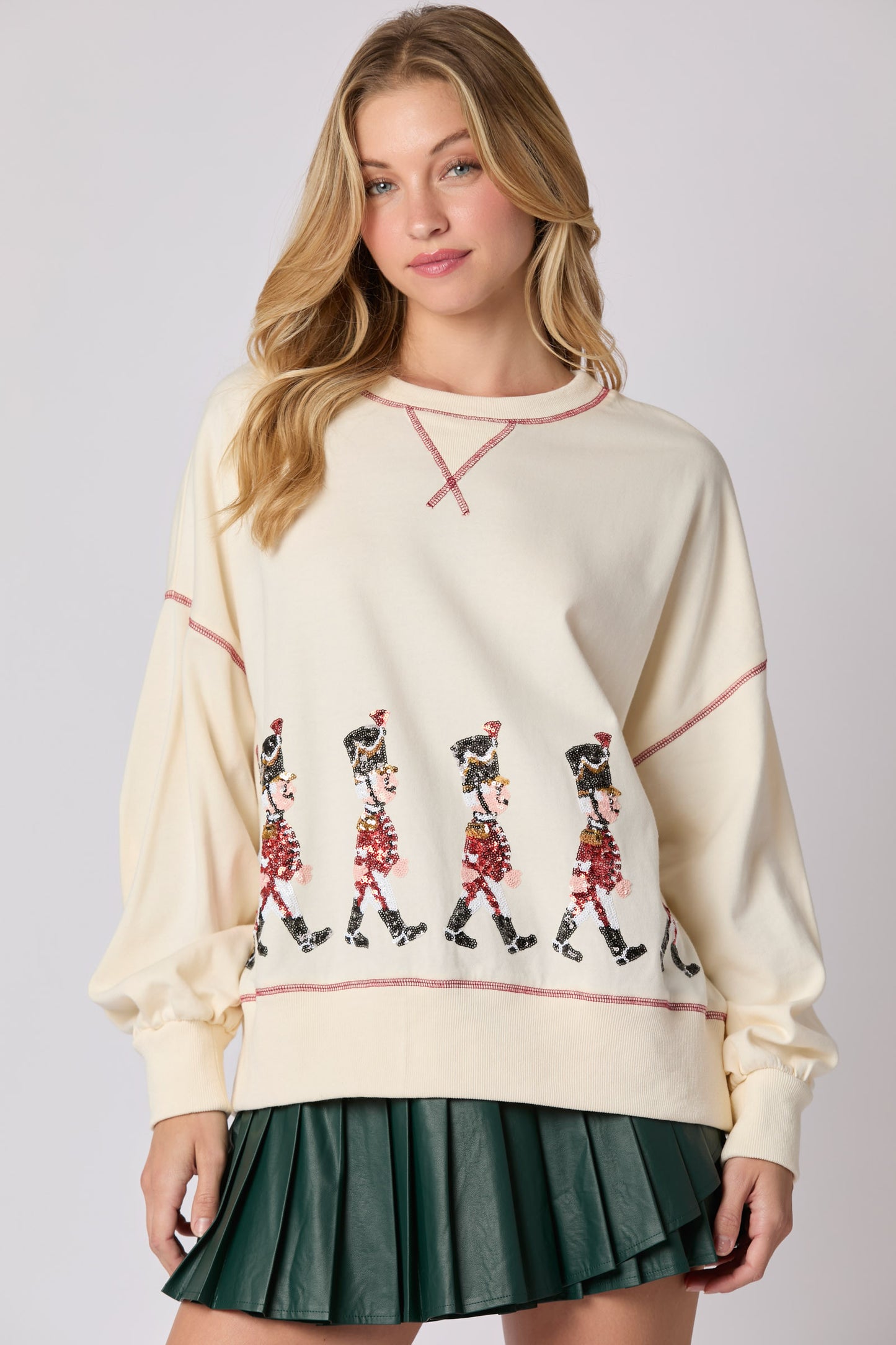 Christmas Soldiers Sequin Embroidery Sweatshirt