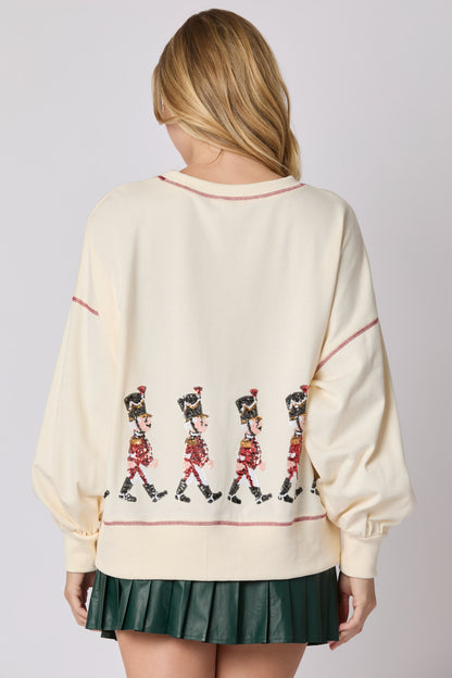 Christmas Soldiers Sequin Embroidery Sweatshirt