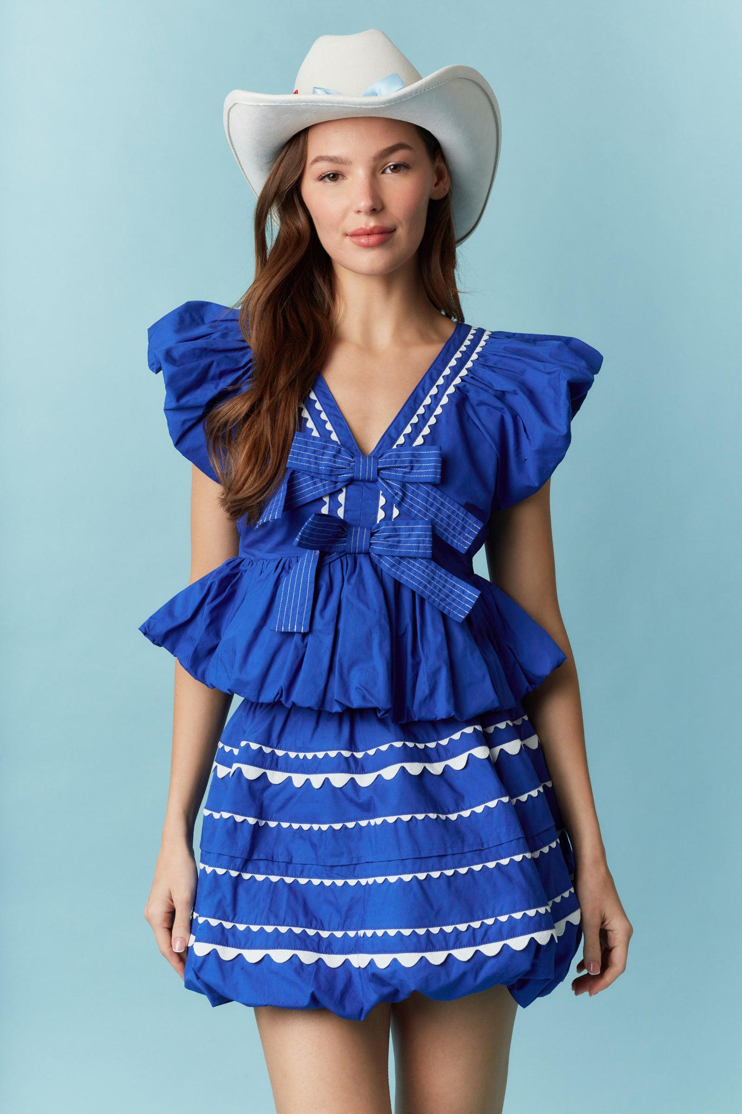 American Blue- Ric Rac Trim Crop Top