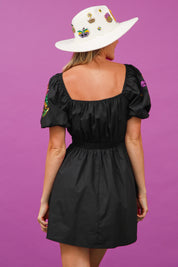Poplin Square Neck Mini MARDI GRAS DRESS - FINAL SALE