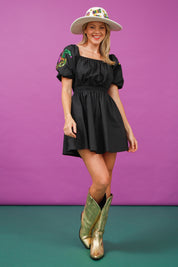 Poplin Square Neck Mini MARDI GRAS DRESS - FINAL SALE