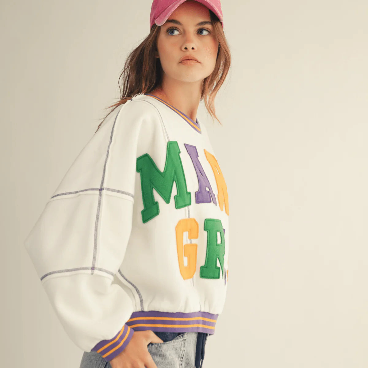 OSHUN- MARDI GRAS LOOSE FIT SWEATSHIRT TOP