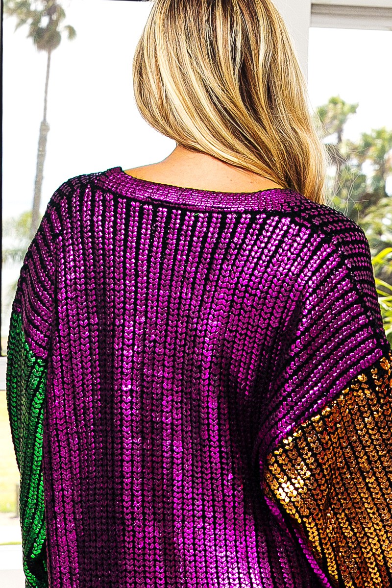 MARDI GRAS METALLIC CARDIGAN