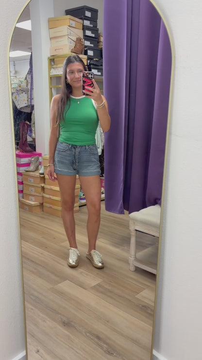Seamless High Neck Contrast Trim Tank Top
