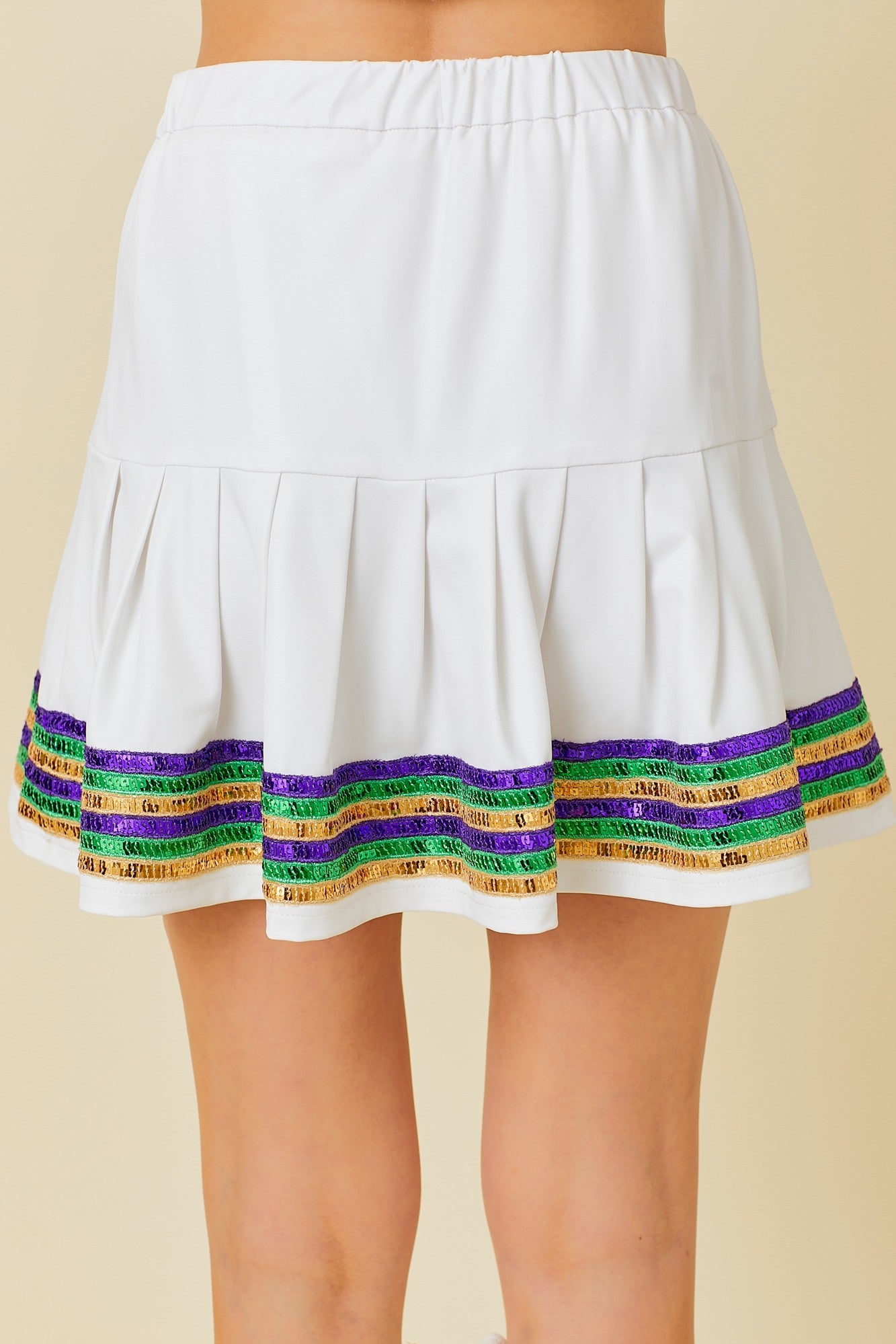 Pleather Sequin Stripe Trim Skirt