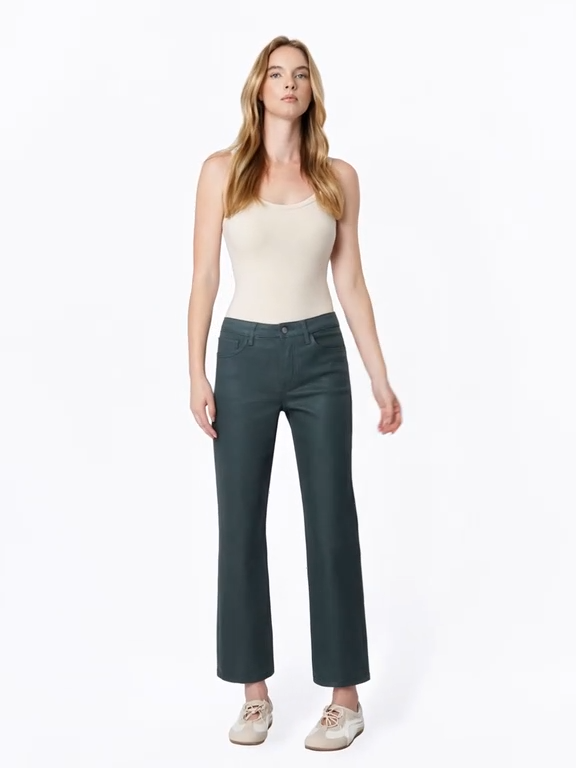 COATED Crop Straight Jeans