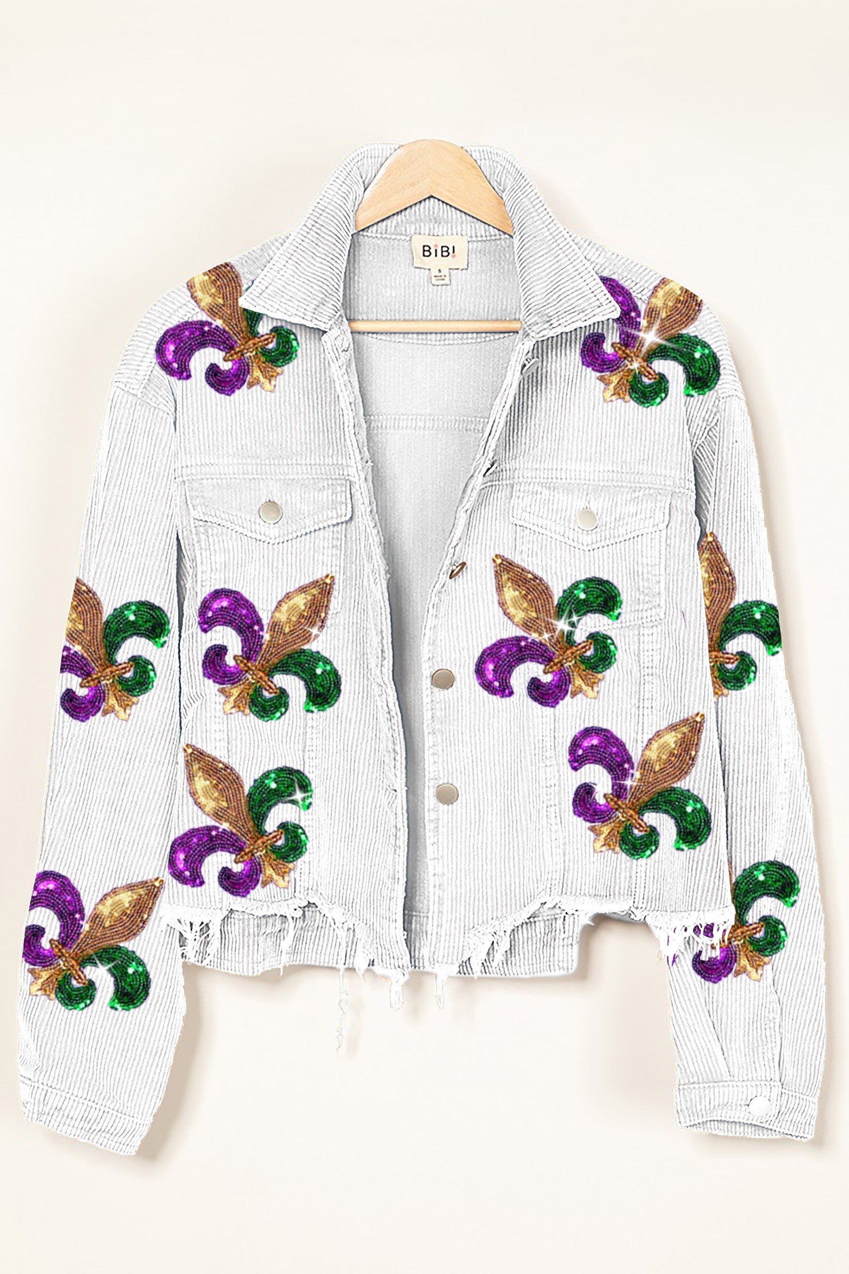 Nutcracker SEQUIN MARDI GRAS PATCHES AND EMBROIDERY PULLOVER