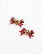 Perfectly Plaid Bow Earring Red